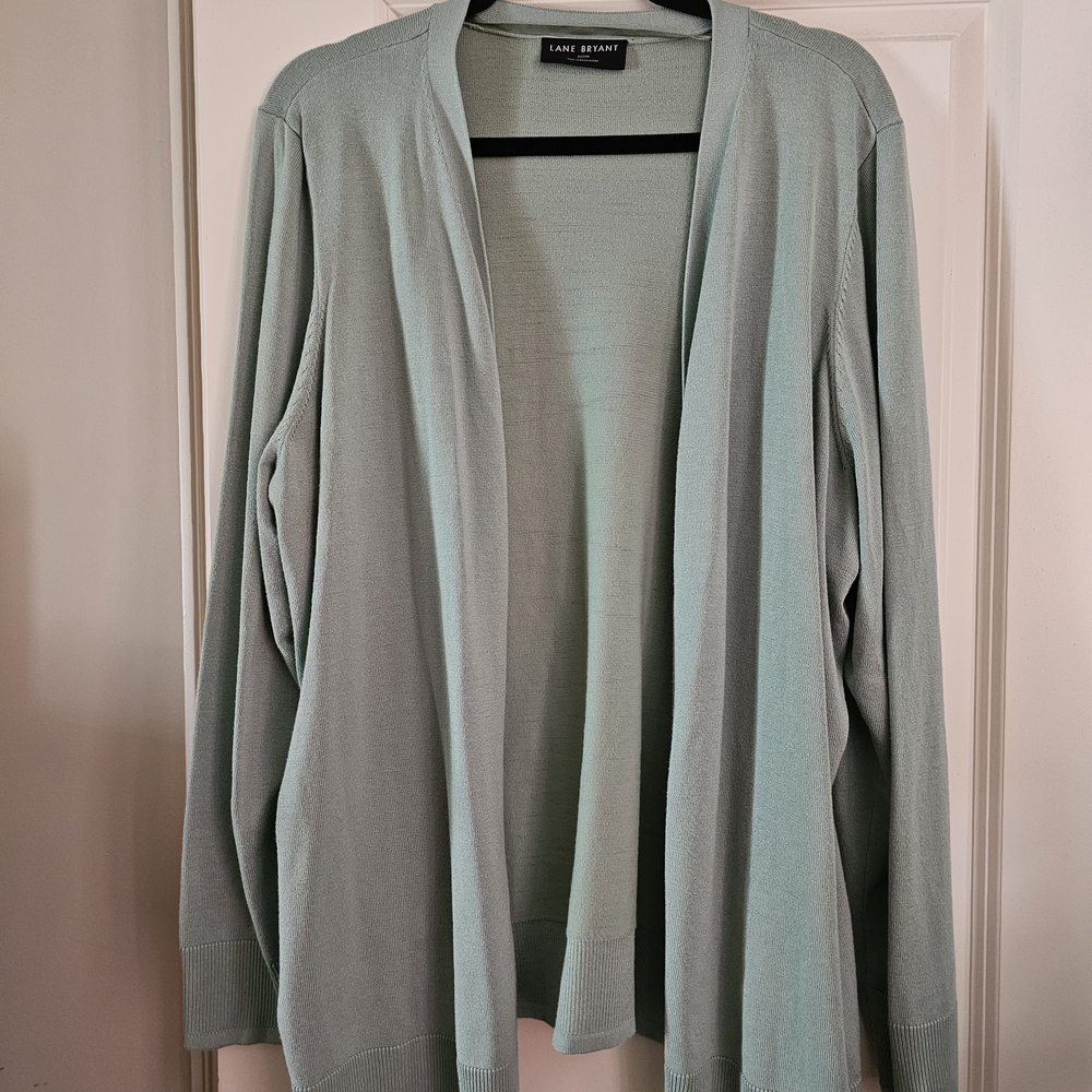 Lane Bryant Women's Soft Green Open Cardigan